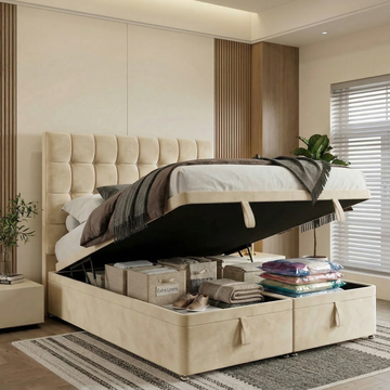 Cubed Ottoman Divan Bed With Headboard